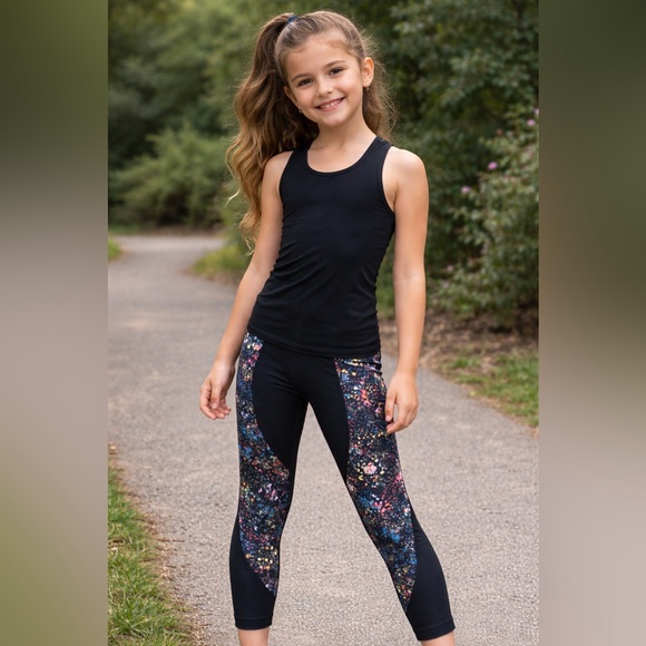 lululemon athletica Other - Lululemon Black and Multicolor Kids Leggings Size 4
